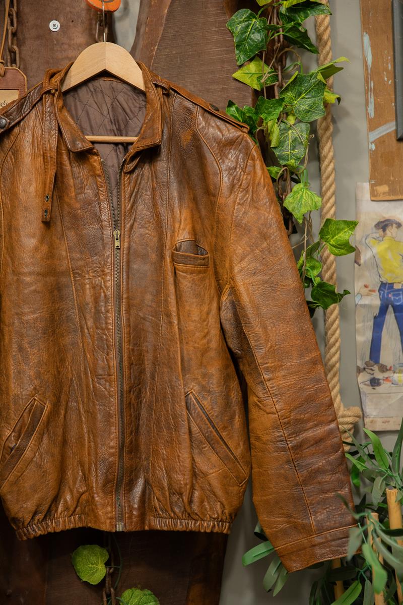 90s Classic Brown Deri Ceket