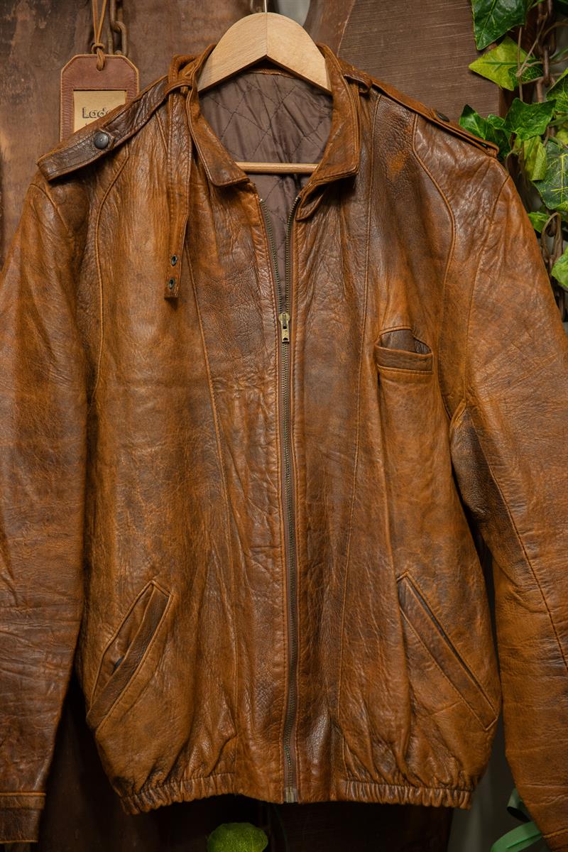 90s Classic Brown Deri Ceket