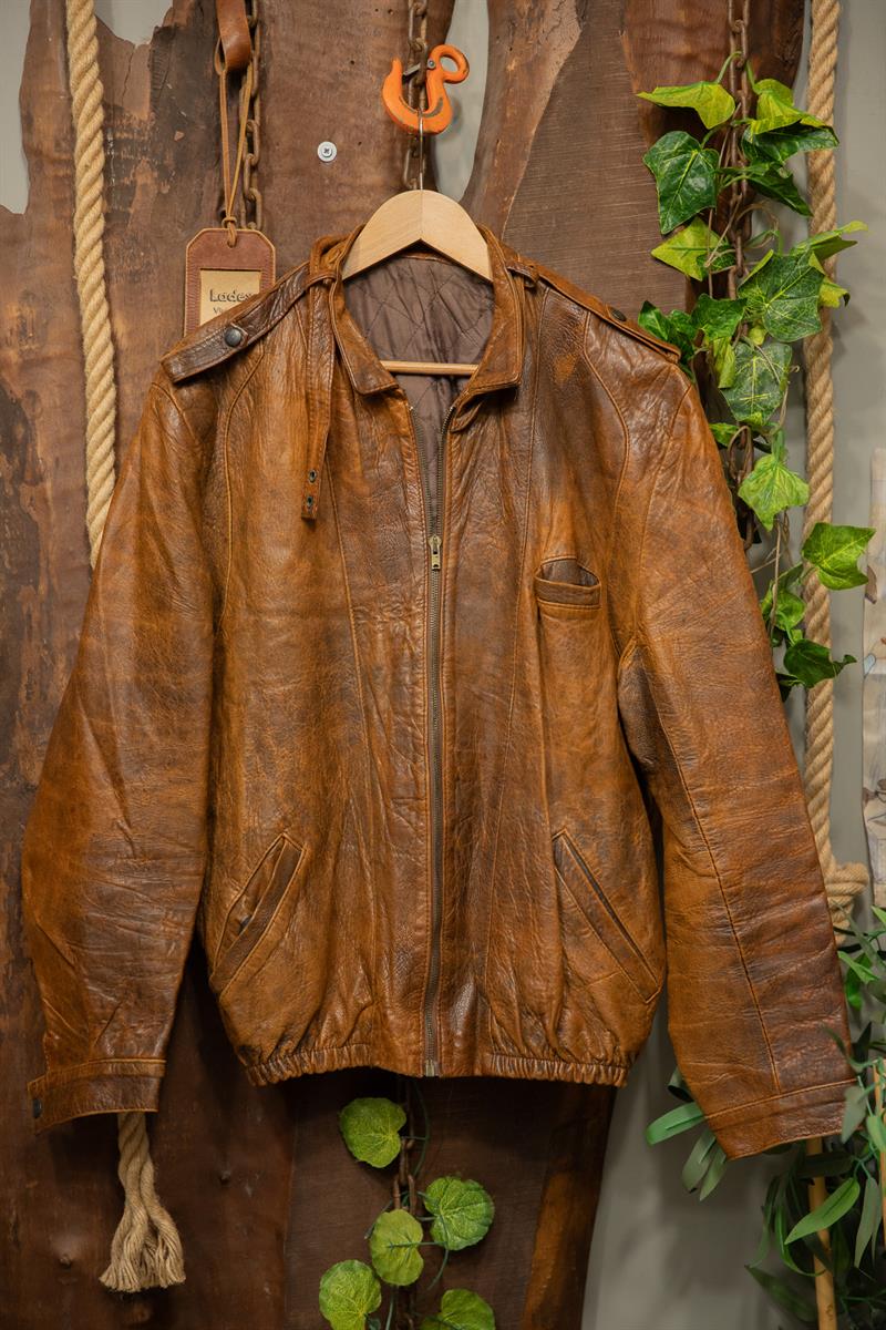 90s Classic Brown Deri Ceket