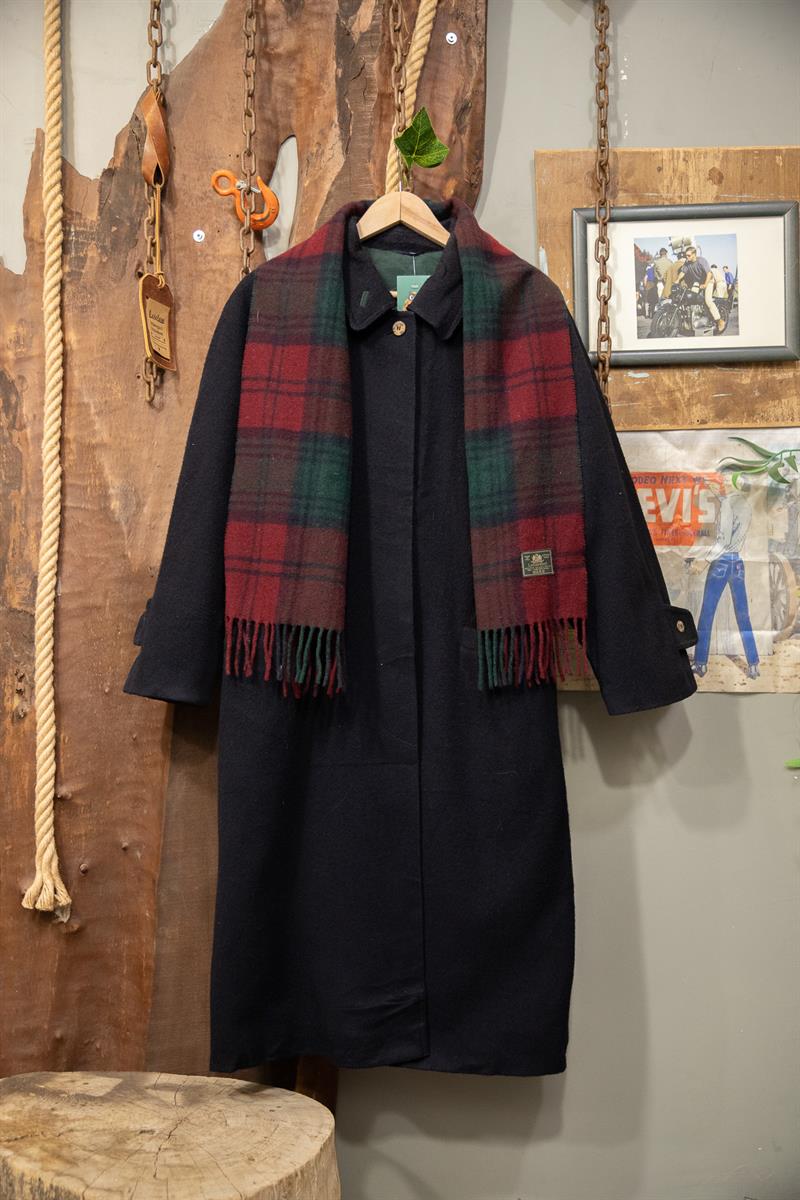 90s Classic Navy Wool Kaşe Kaban