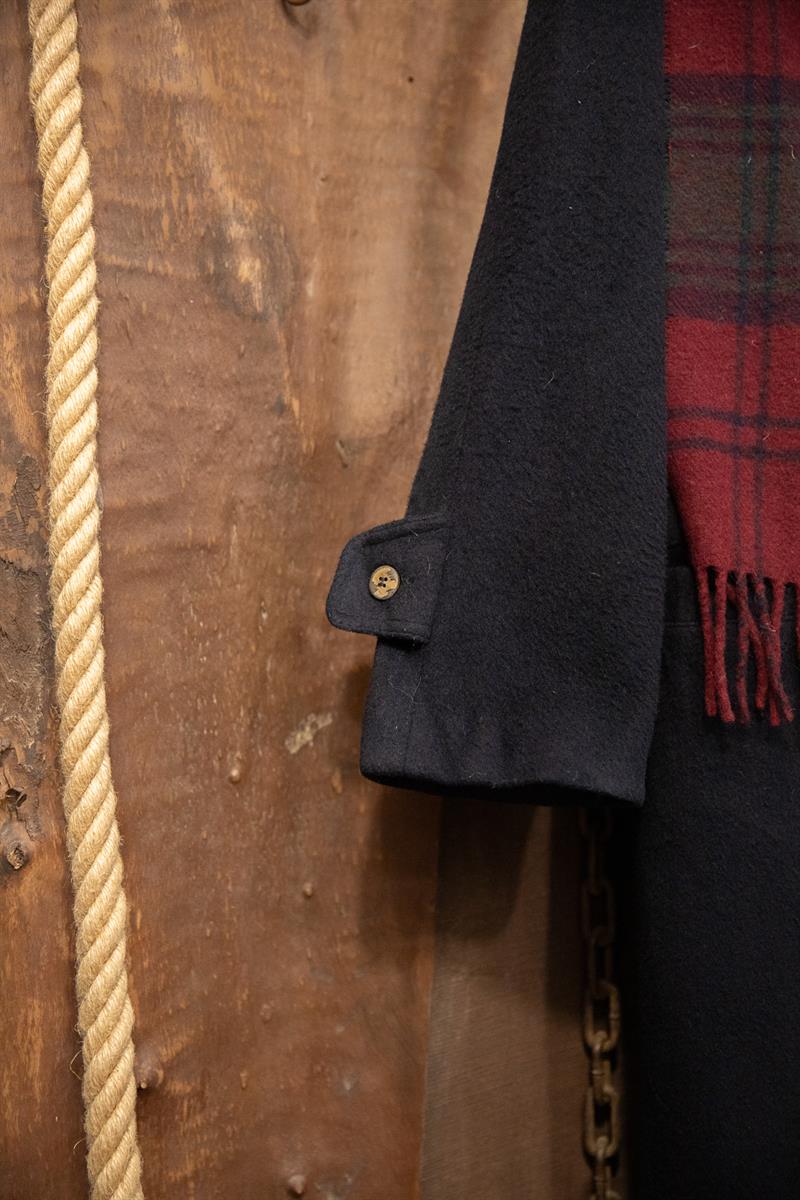 90s Classic Navy Wool Kaşe Kaban