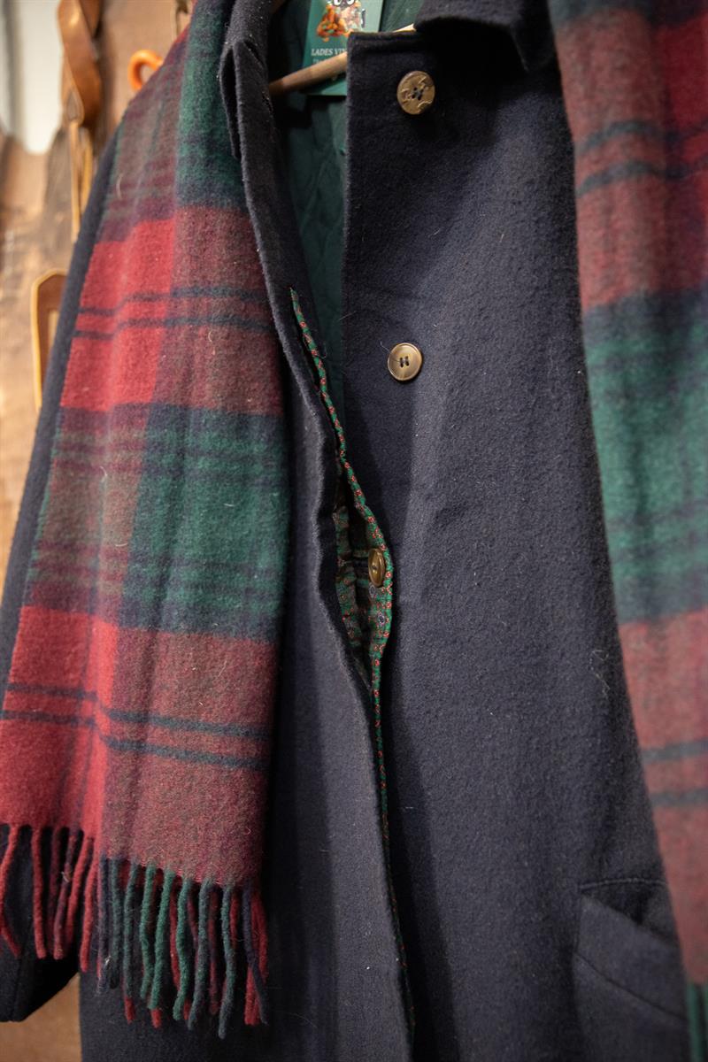 90s Classic Navy Wool Kaşe Kaban