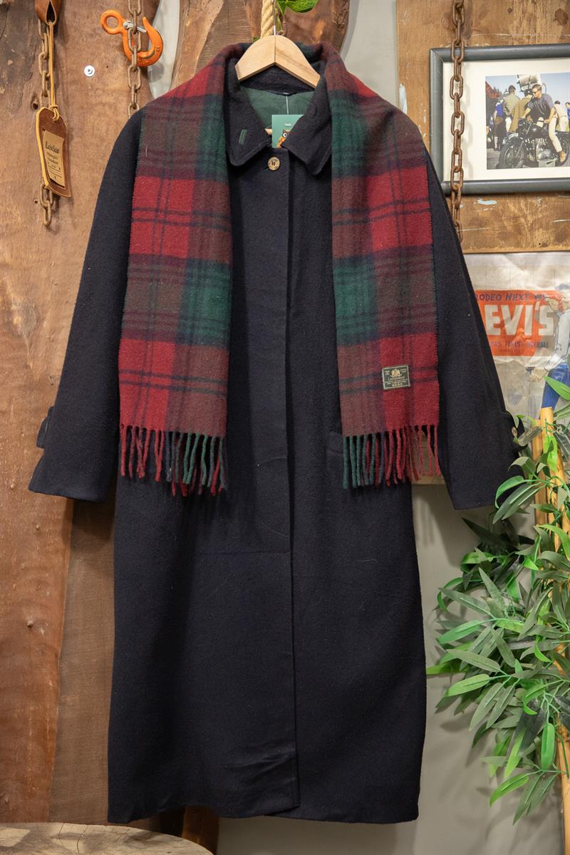 90s Classic Navy Wool Kaşe Kaban