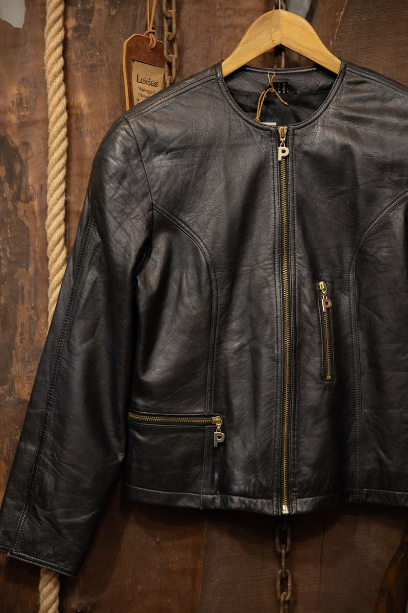 90s Crop Biker Deri Ceket