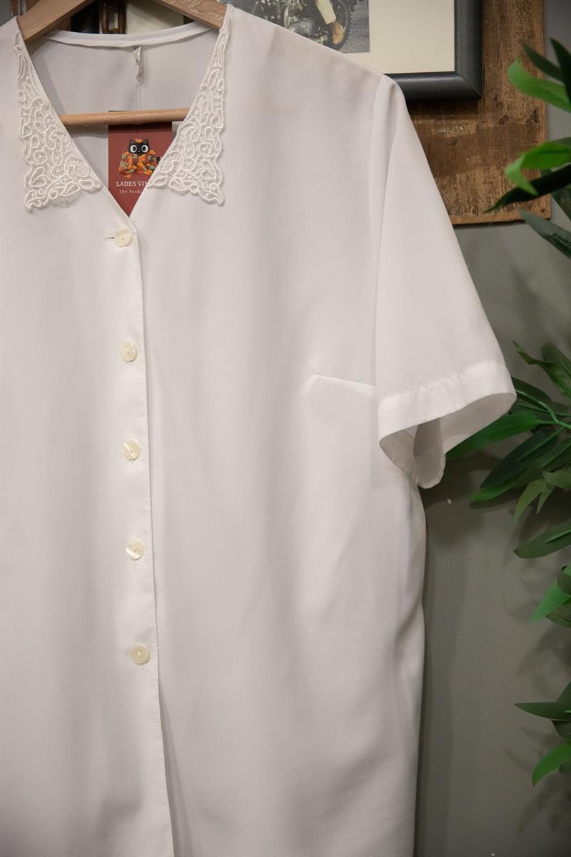 90s Dantel Yaka Kadın Gömlek