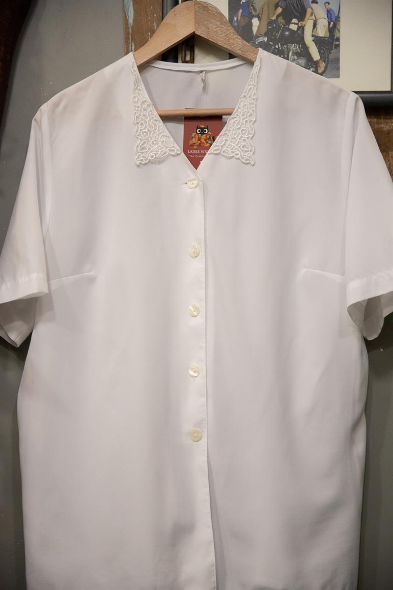 90s Dantel Yaka Kadın Gömlek