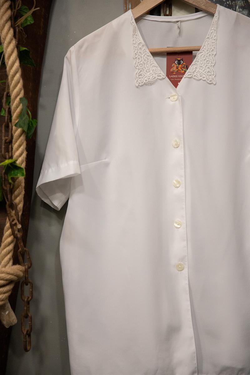 90s Dantel Yaka Kadın Gömlek