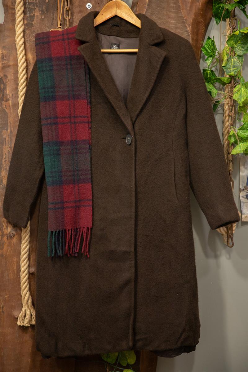 90s Dark Brown Classic Kaşe Kaban