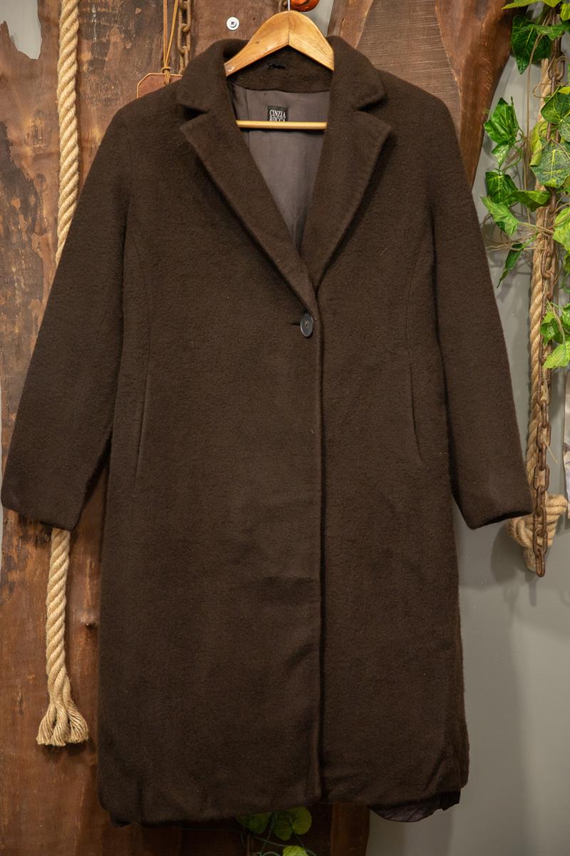 90s Dark Brown Classic Kaşe Kaban