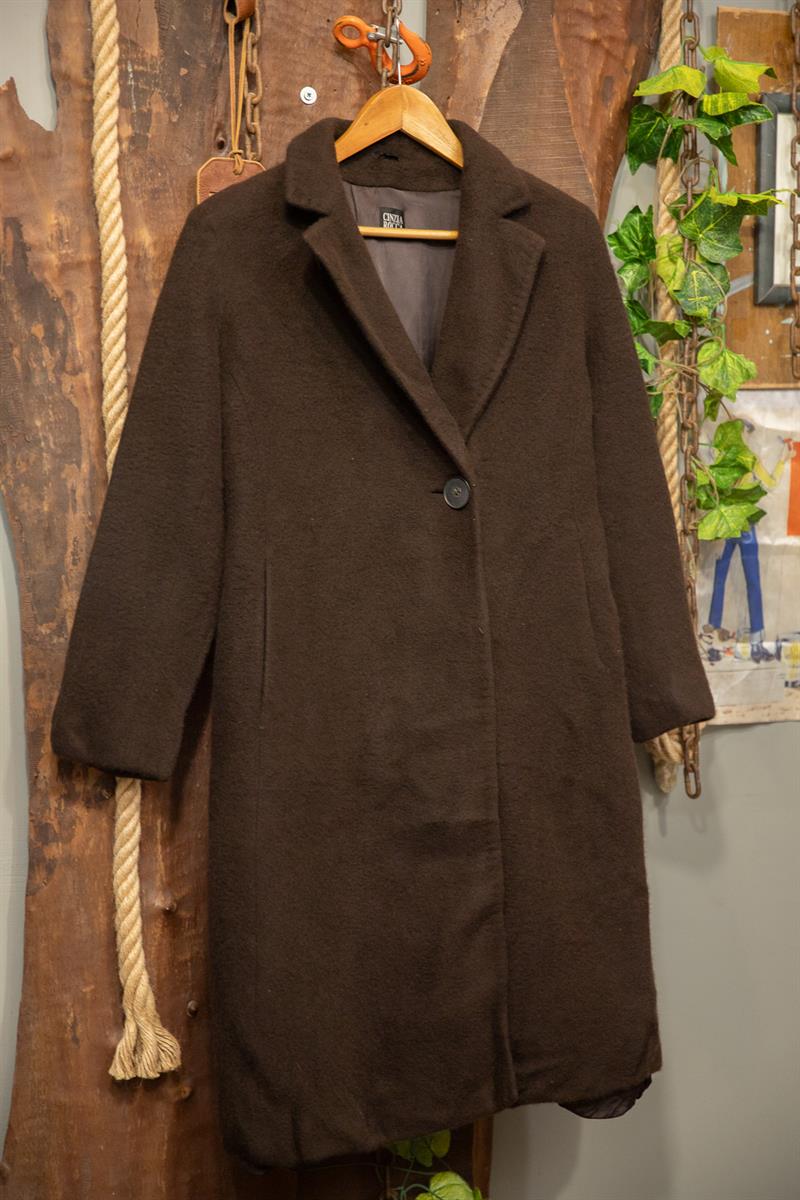 90s Dark Brown Classic Kaşe Kaban