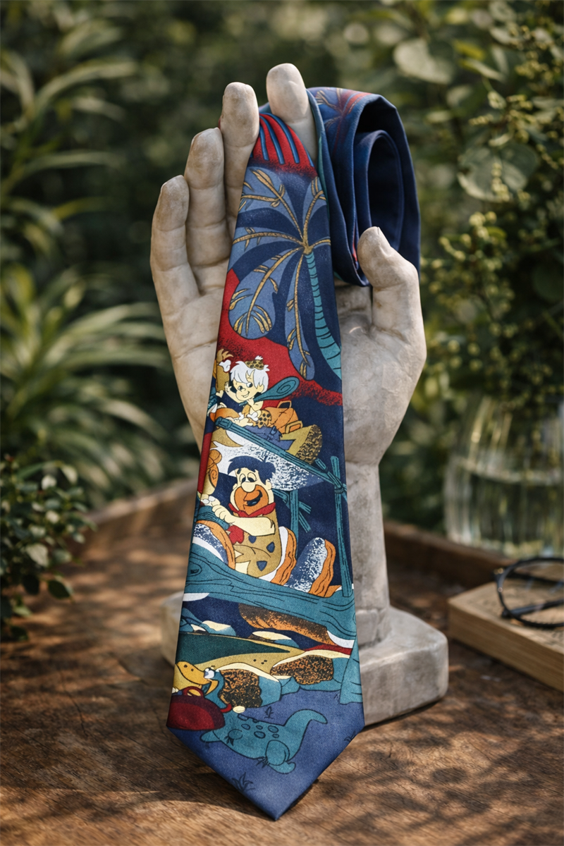 90s Dino Taş Devri Cartoon Kravat