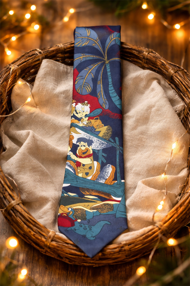 90s Dino Taş Devri Cartoon Kravat