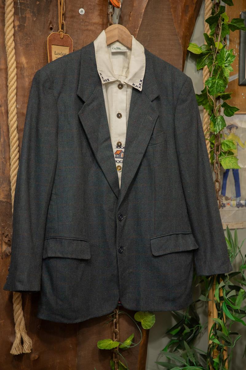 90s Ekose Wool Blazer Ceket