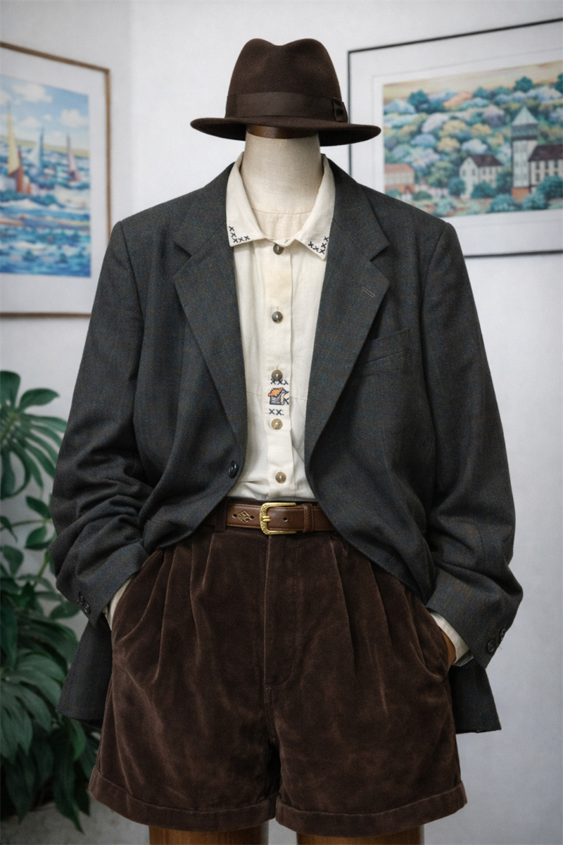 90s Ekose Wool Blazer Ceket