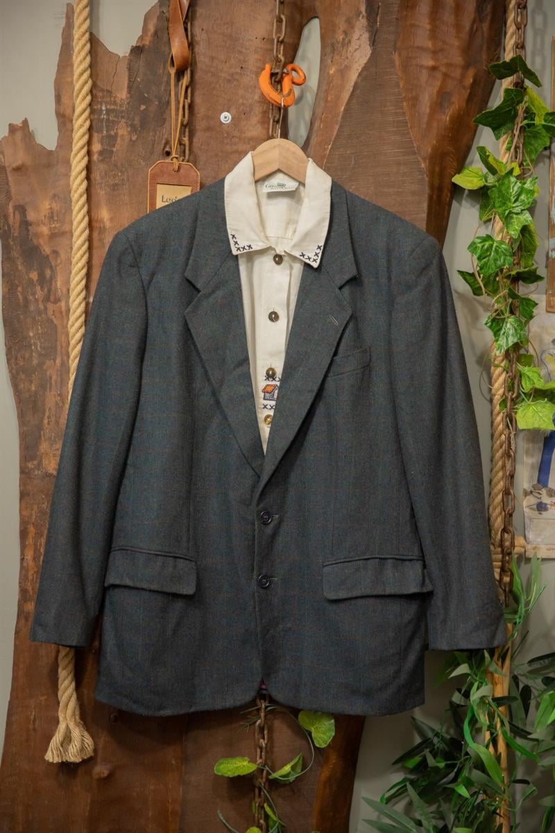 90s Ekose Wool Blazer Ceket