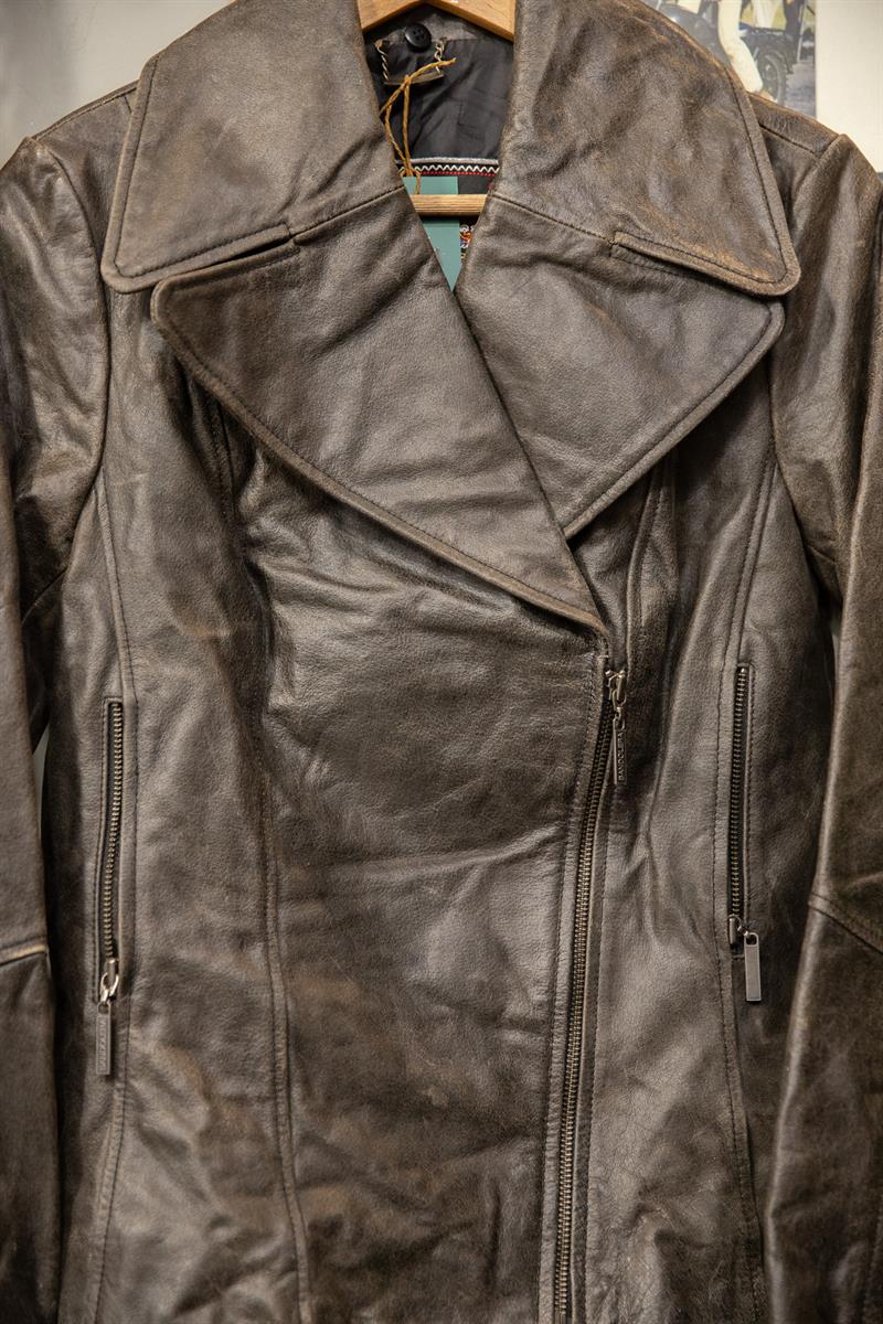 90s Eskitme Biker Deri Ceket