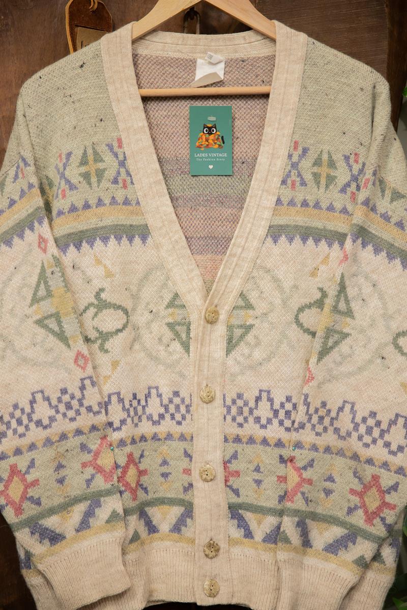 90s Etnik Wool Hırka