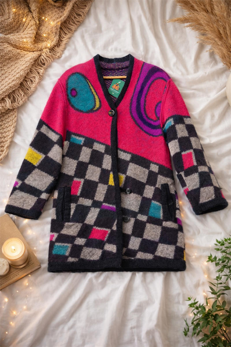 90s Eye Art Wool Hırka