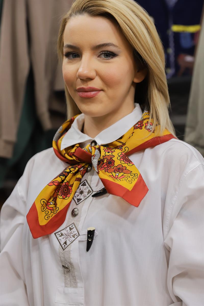 90s Floral İpek Fular/Eşarp