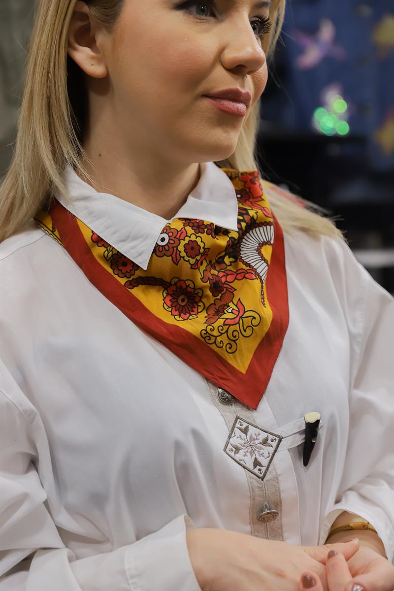 90s Floral İpek Fular/Eşarp