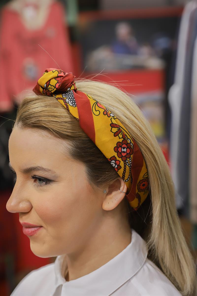 90s Floral İpek Fular/Eşarp