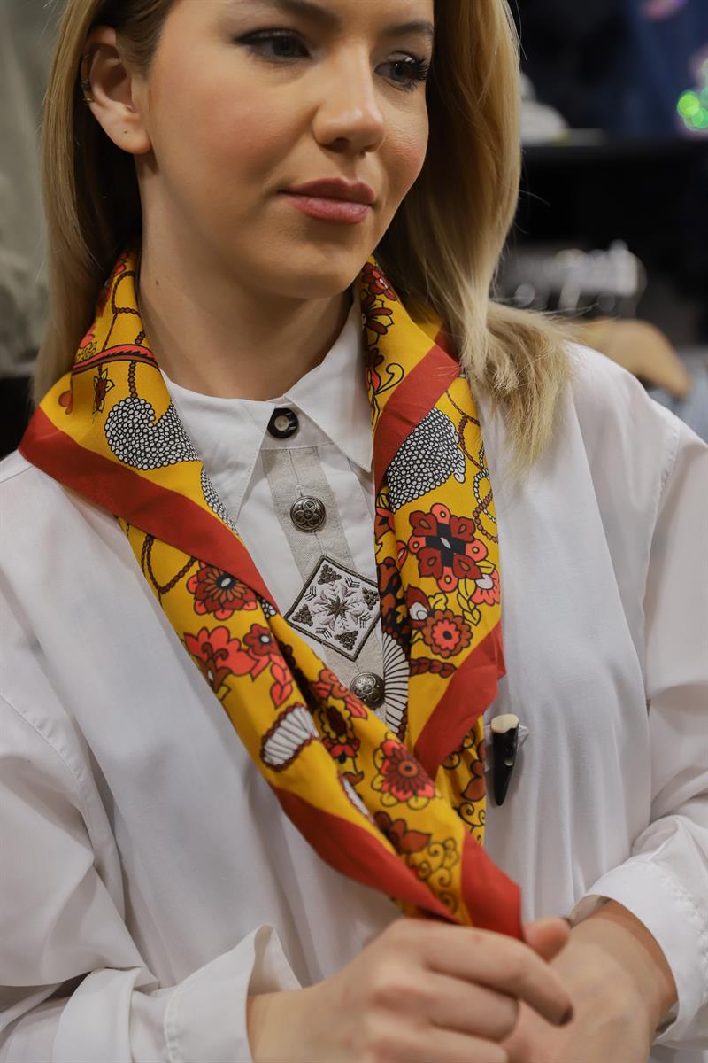 90s Floral İpek Fular/Eşarp