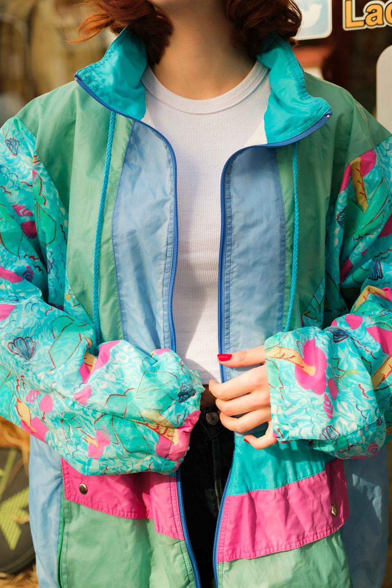 90s France Desenli Unisex Ceket