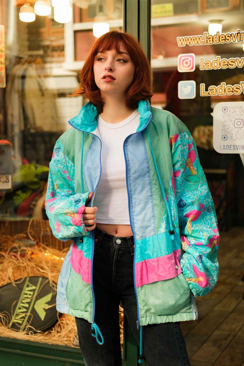 90s France Desenli Unisex Ceket