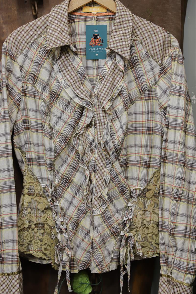 90s Gingham Boho Kareli Gömlek