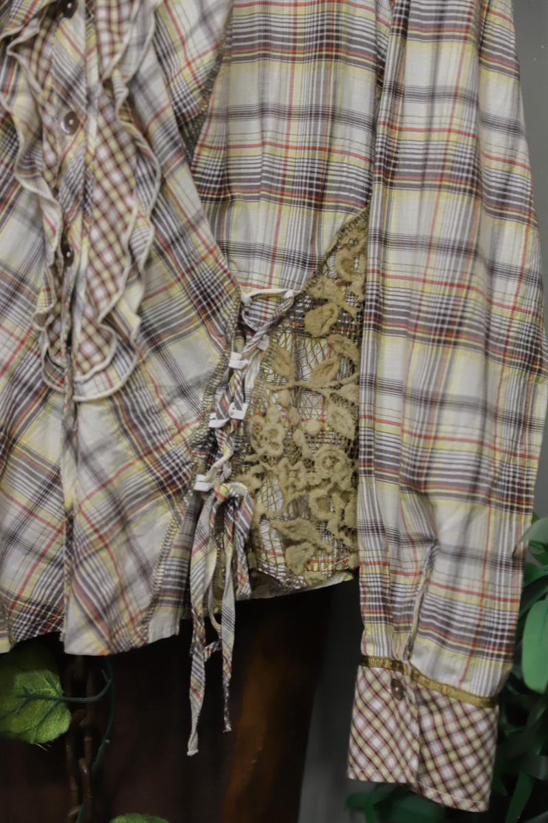 90s Gingham Boho Kareli Gömlek