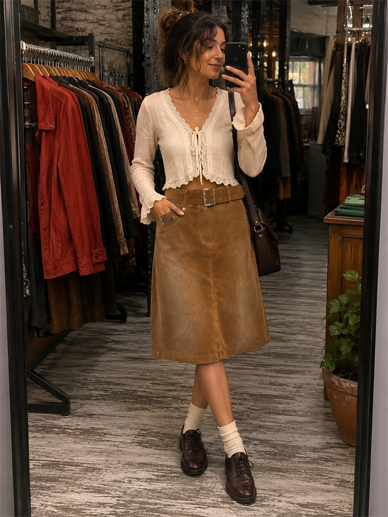 90s High-Waist Kadife Etek