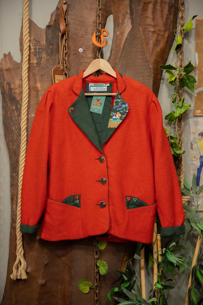 90s Kruget Red Wool Blazer Wool Ceket
