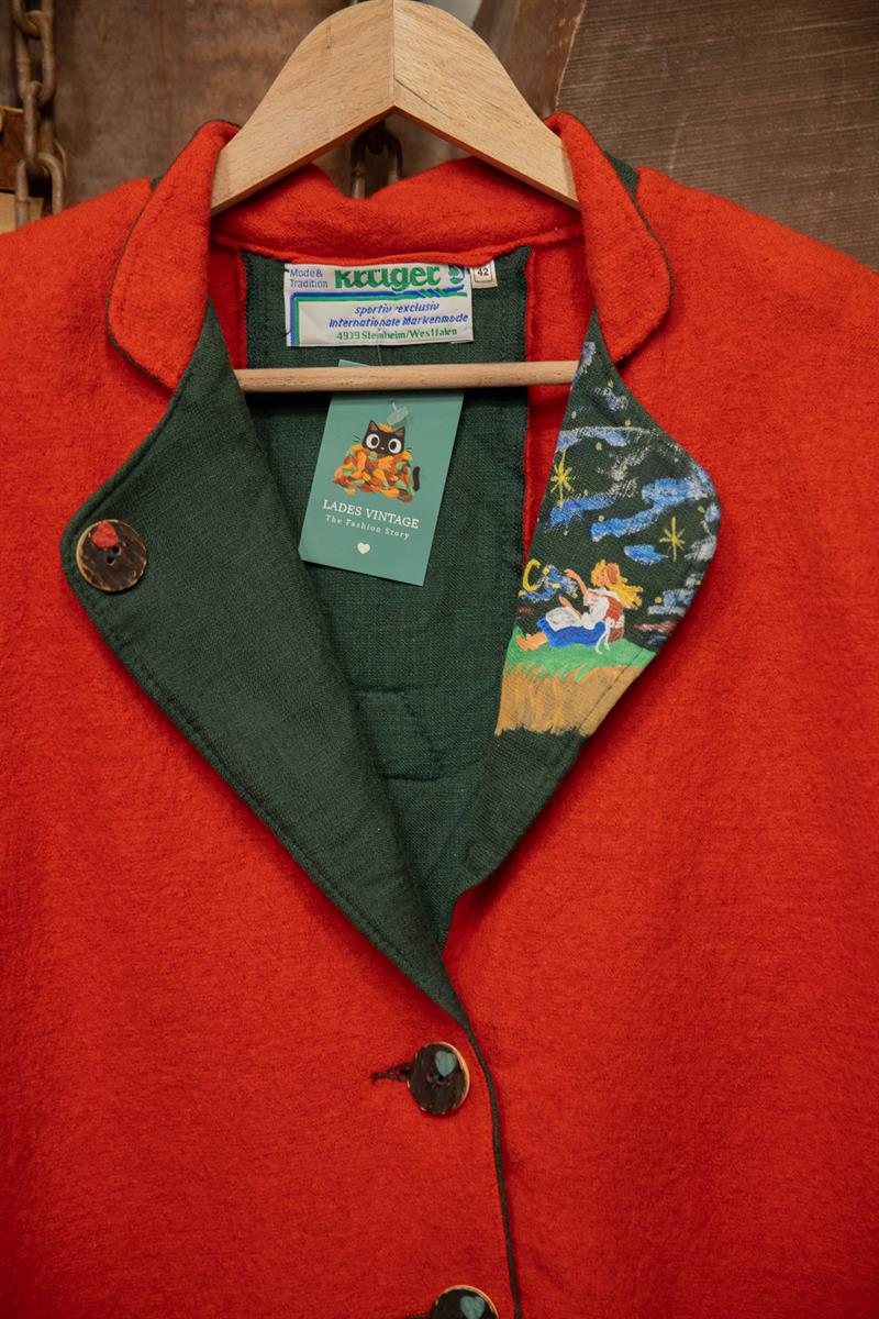 90s Kruget Red Wool Blazer Wool Ceket