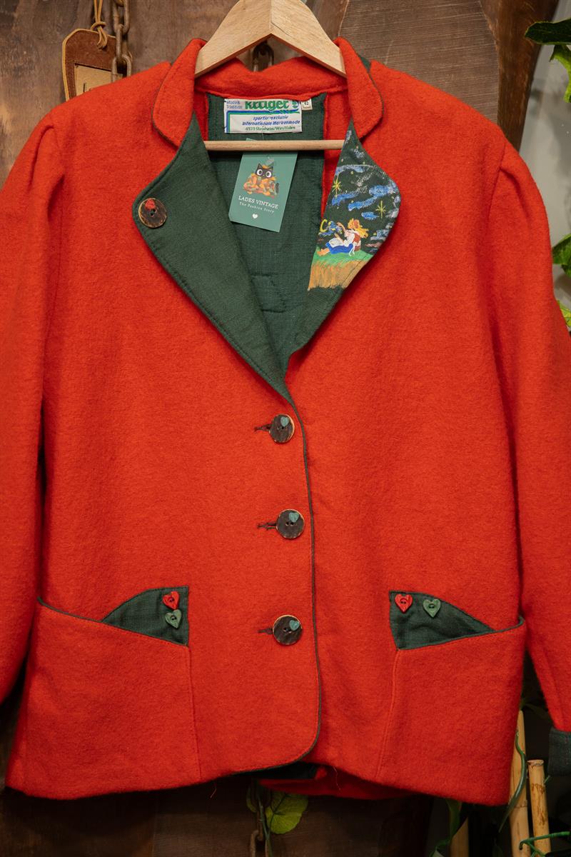 90s Kruget Red Wool Blazer Wool Ceket