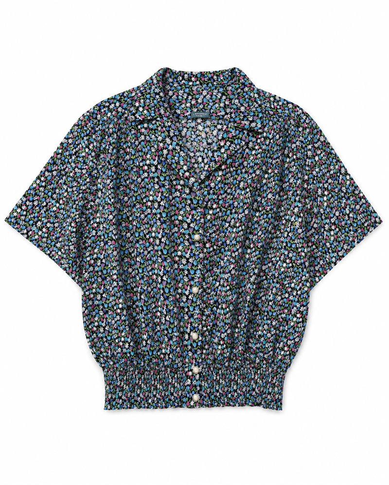 90s Küba Yaka Floral Gömlek