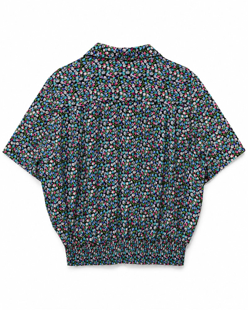 90s Küba Yaka Floral Gömlek