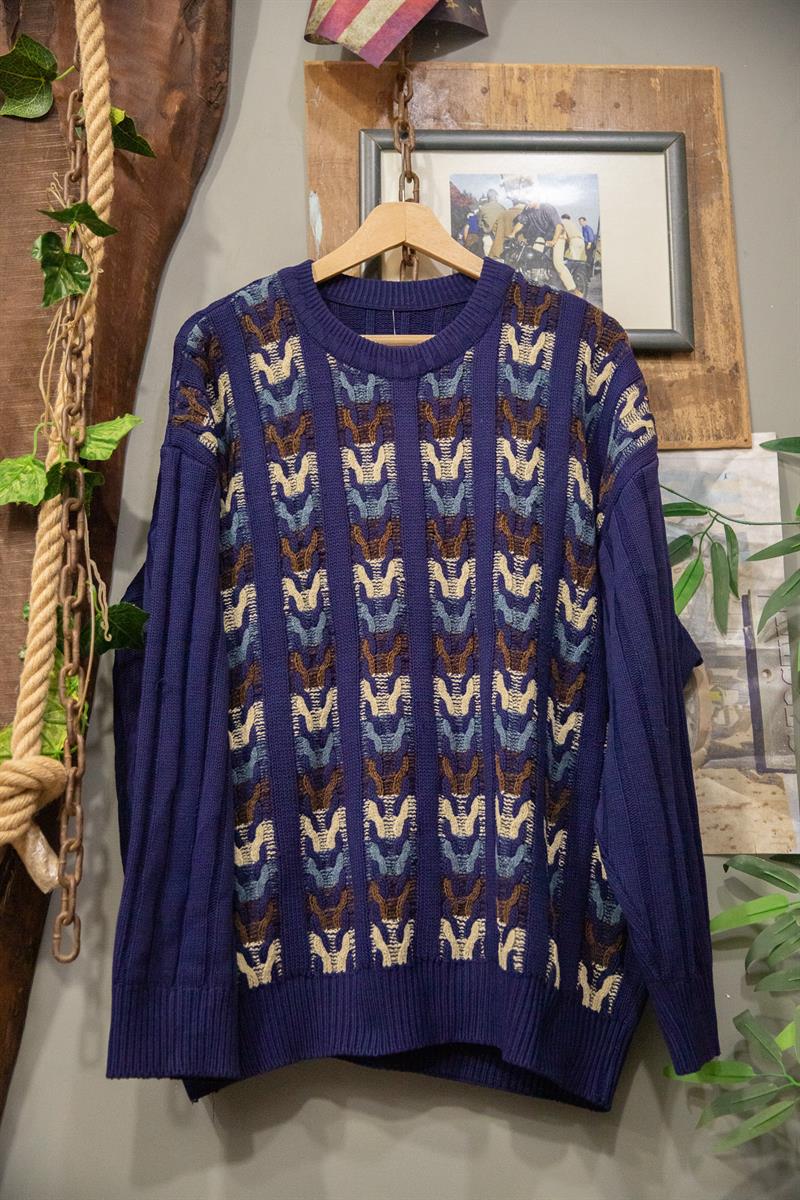 90s Lacivert Oversize Kazak