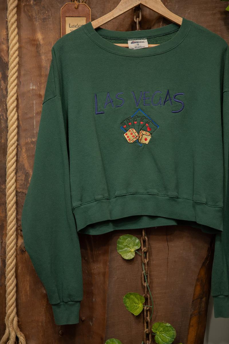 90s Las Vegas Poker Cropped Sweatshirt