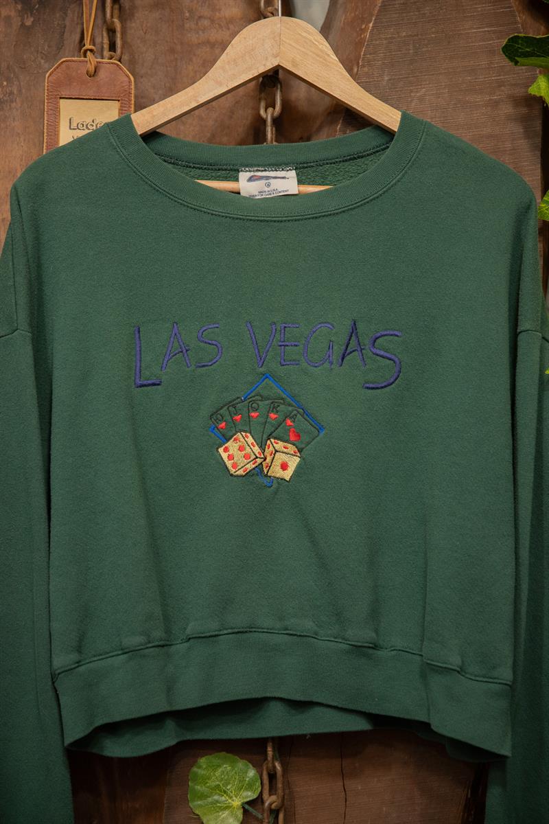 90s Las Vegas Poker Cropped Sweatshirt