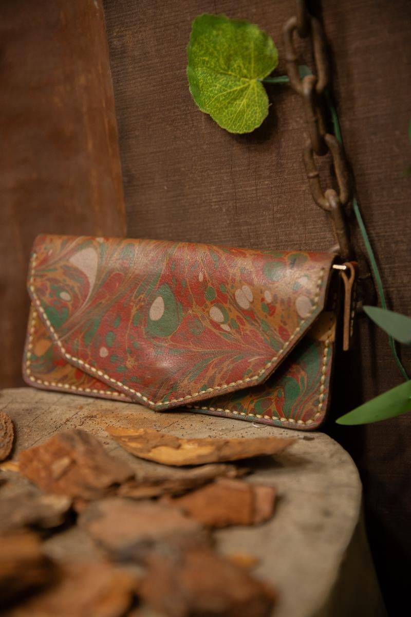 90s Marbled Ebru Deri Cüzdan