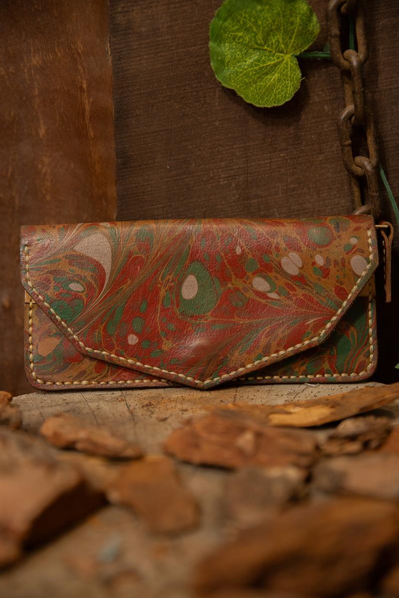 90s Marbled Ebru Deri Cüzdan