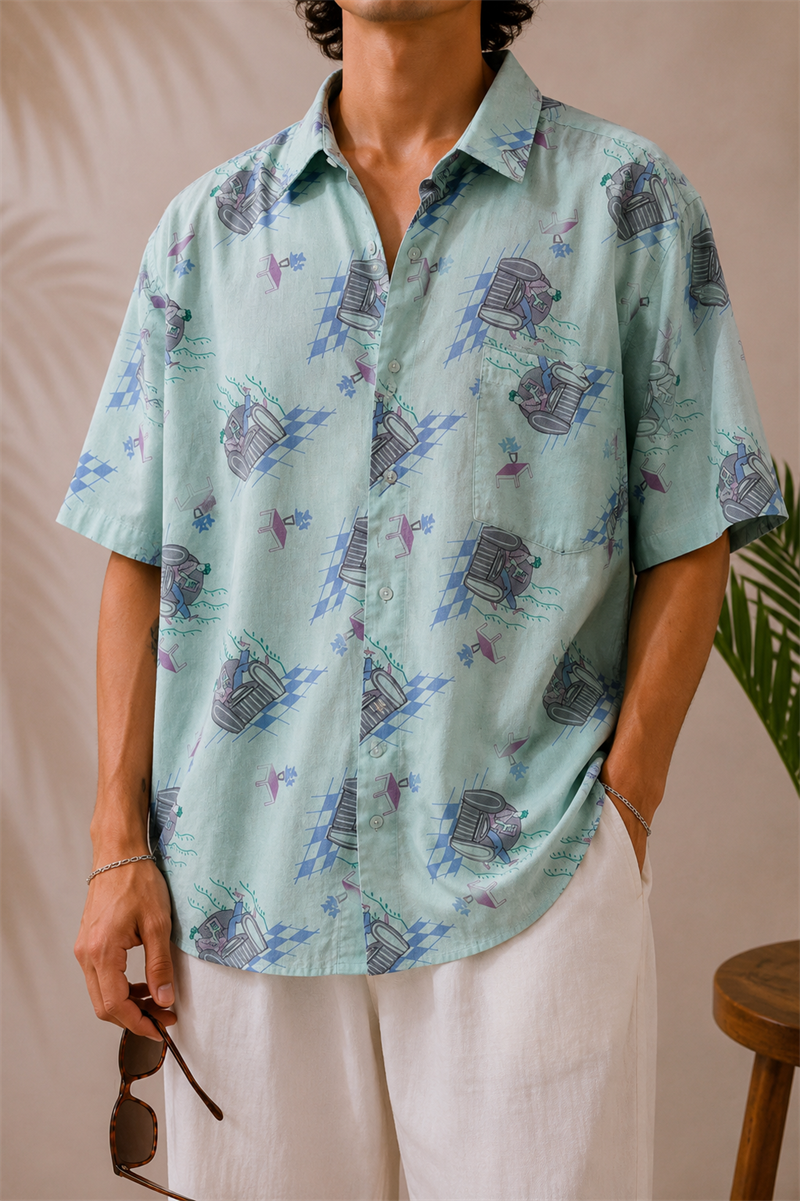 90s Memphis Style Oversize Gömlek