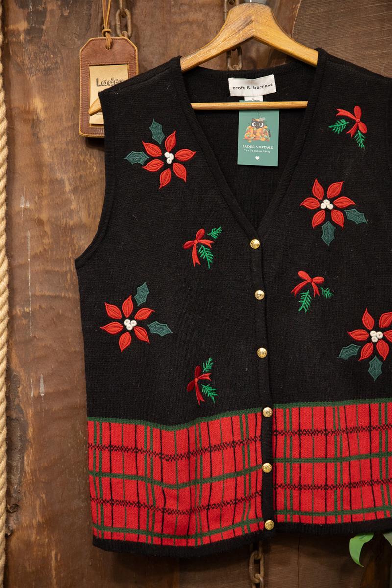90s Nakışlı Wool Yelek