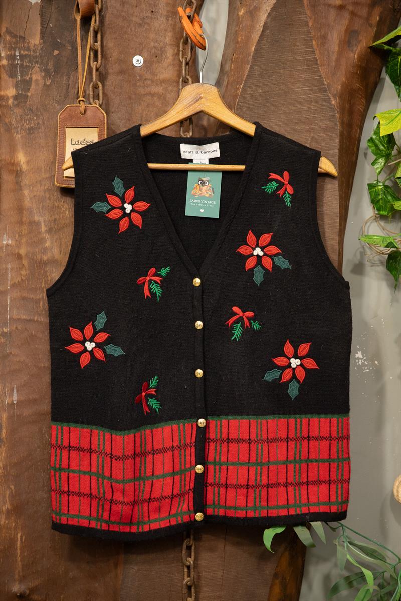 90s Nakışlı Wool Yelek