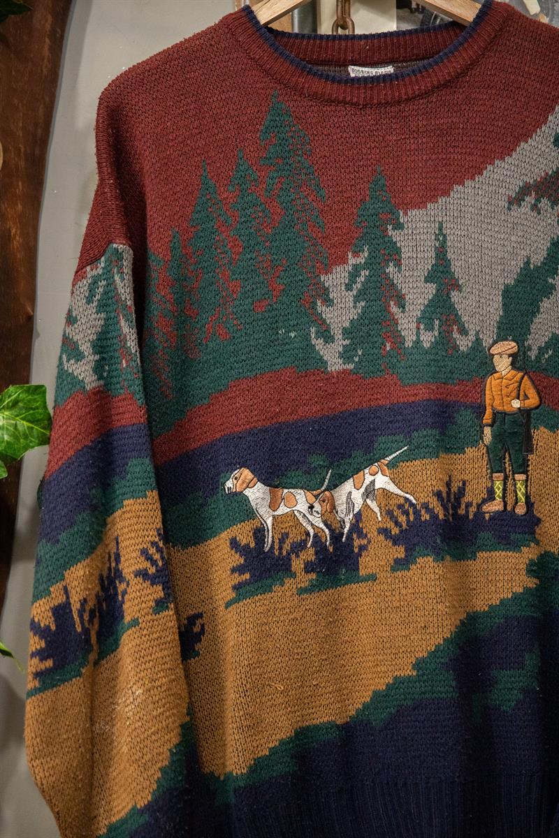 90s Nature Wool İşlemeli Kazak