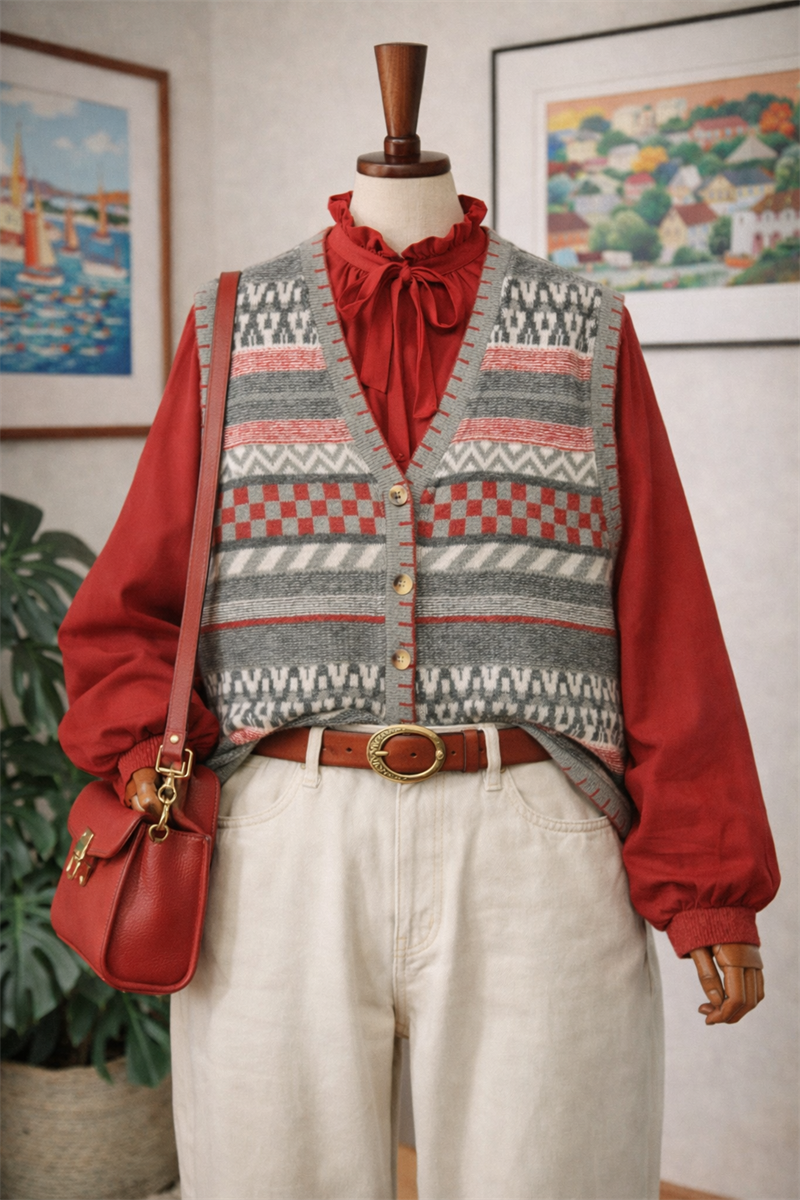 90s Nordic Örme Yelek