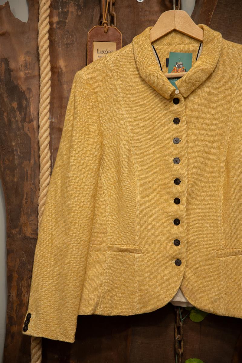 90s Old Money Gold Tweed Wool Ceket