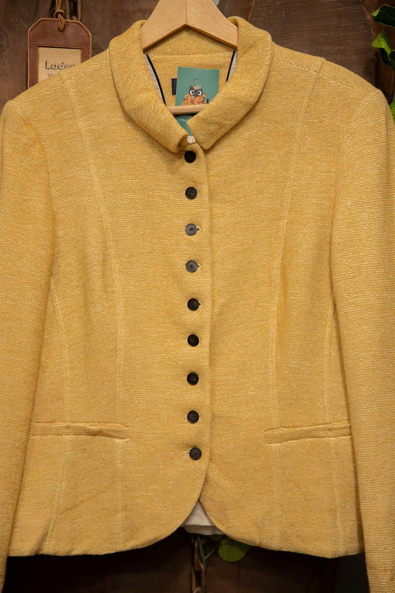 90s Old Money Gold Tweed Wool Ceket