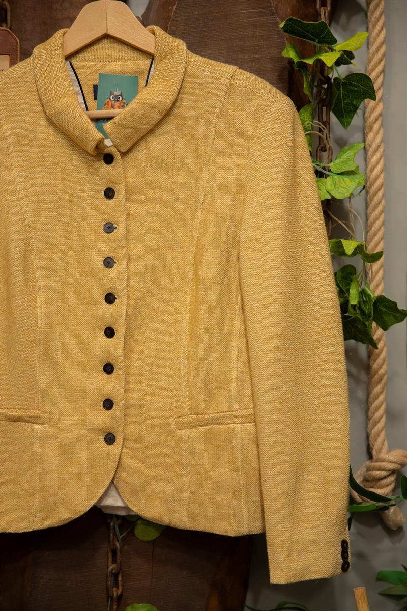 90s Old Money Gold Tweed Wool Ceket