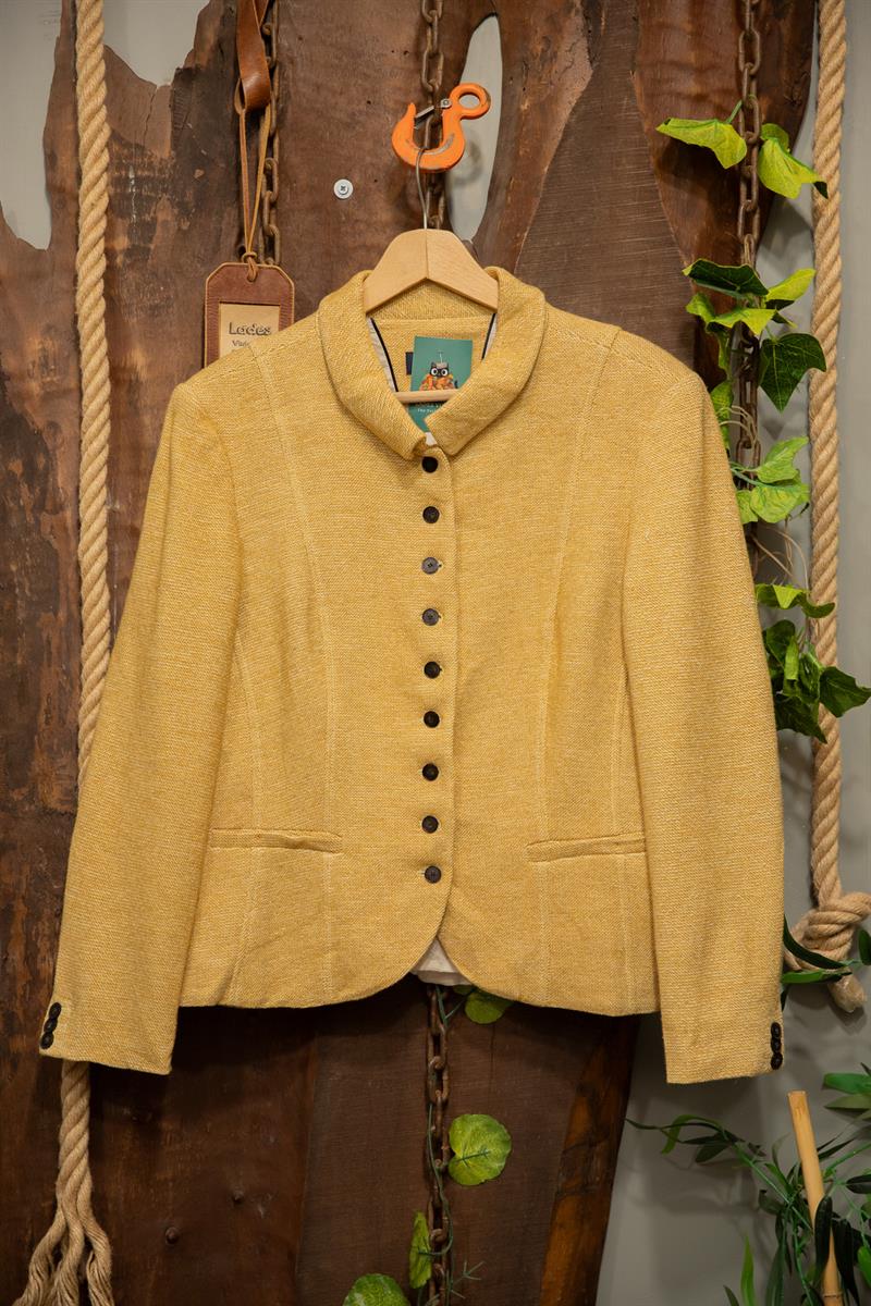 90s Old Money Gold Tweed Wool Ceket